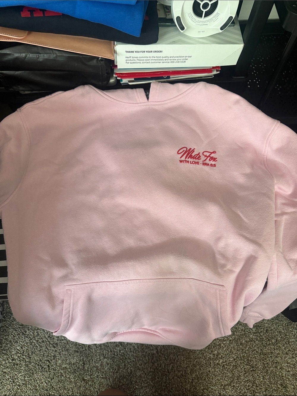 White Fox Boutique Pink Pullover Hoodie with Red Logo